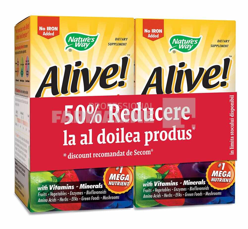 Alive! fara fier 30 tablete 1 + 1 50% din al II lea comprimate