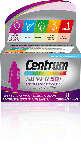 Centrum Silver 50+ de la A la Zinc pentru femei 30 comprimate