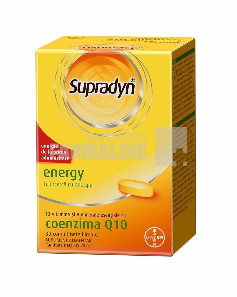 Supradyn Energy Multivitamine Complex de Vitamina B - Coenzima Q10 - 13 Vitamine – Boost de energie 30 comprimate filmate
