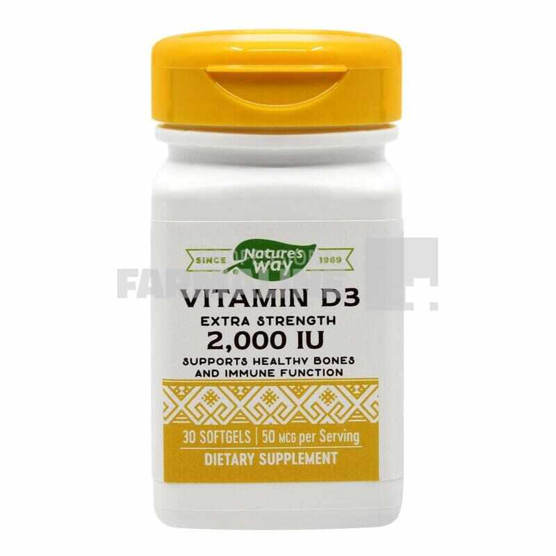 Vitamina D3 pentru adulti 2000 UI 30 capsule