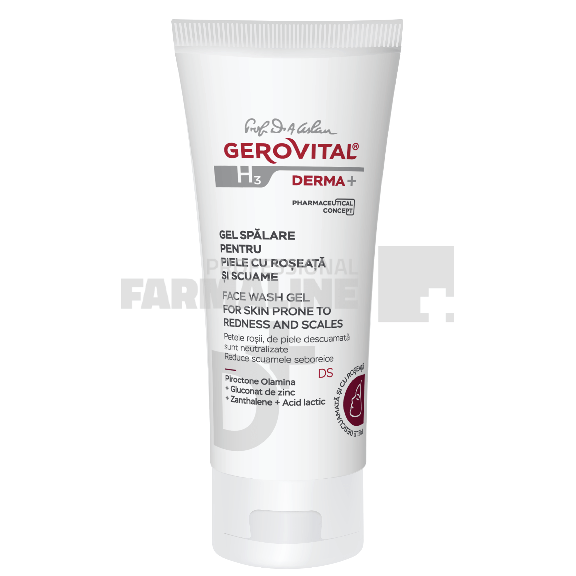 Gerovital H3 Derma+ Gel spalare fata pentru piele cu roseata si scuame 150 ml