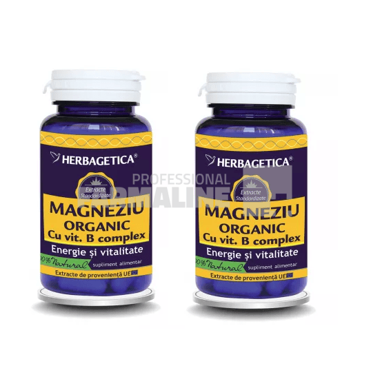 Magneziu Organic cu Vitamina B complex 60 capsule Oferta 1 + 1 50% Din al II lea