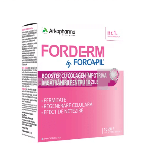 Arkopharma Forderm by Forcapil booster cu colagen 10 fiole buvabile