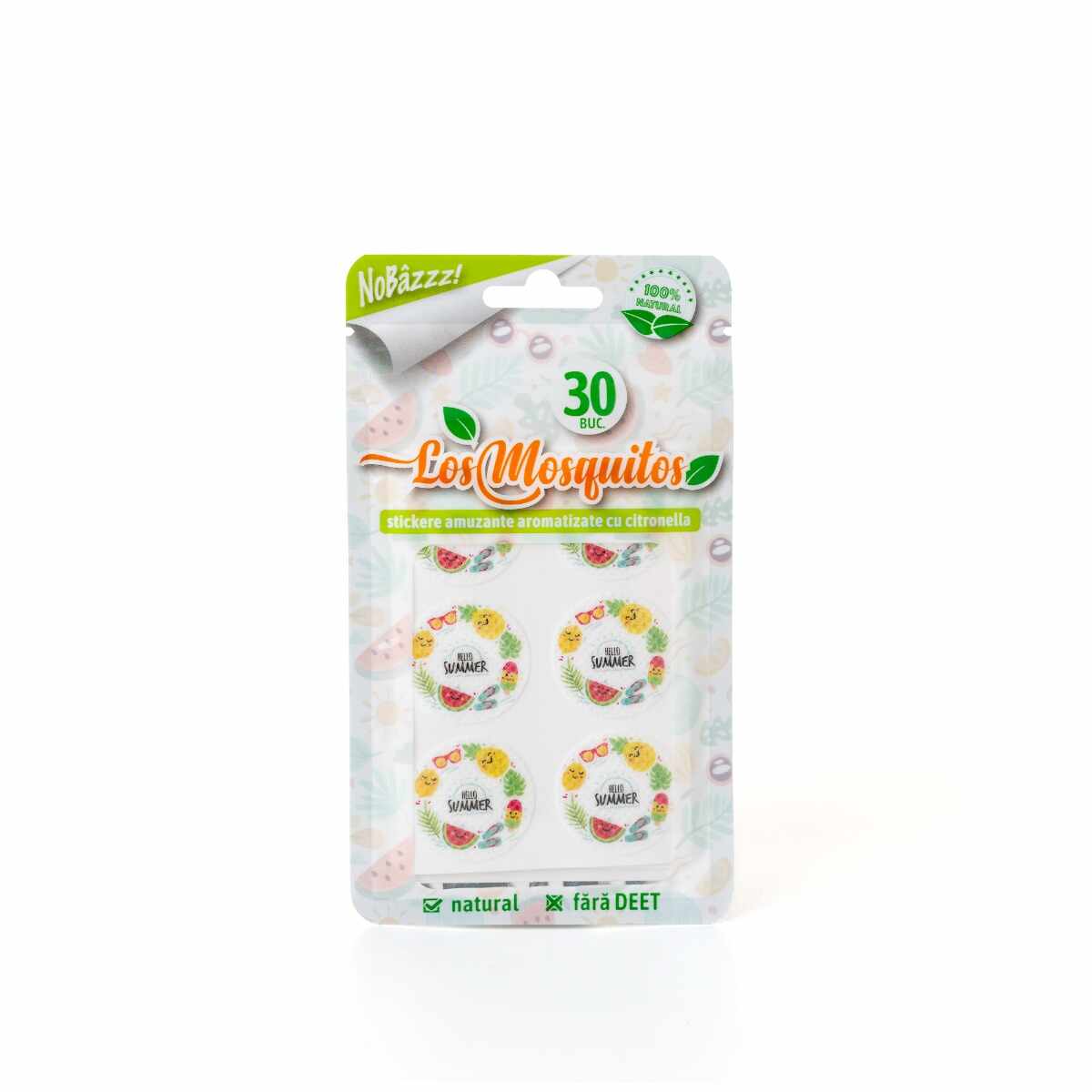 Stickere aromatizate cu citronella model summer, 30 bucati, Los Mosquitos