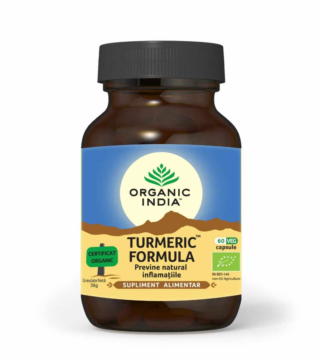 Turmeric Formula previne natural inflamatiile, 60 capsule, Organic India