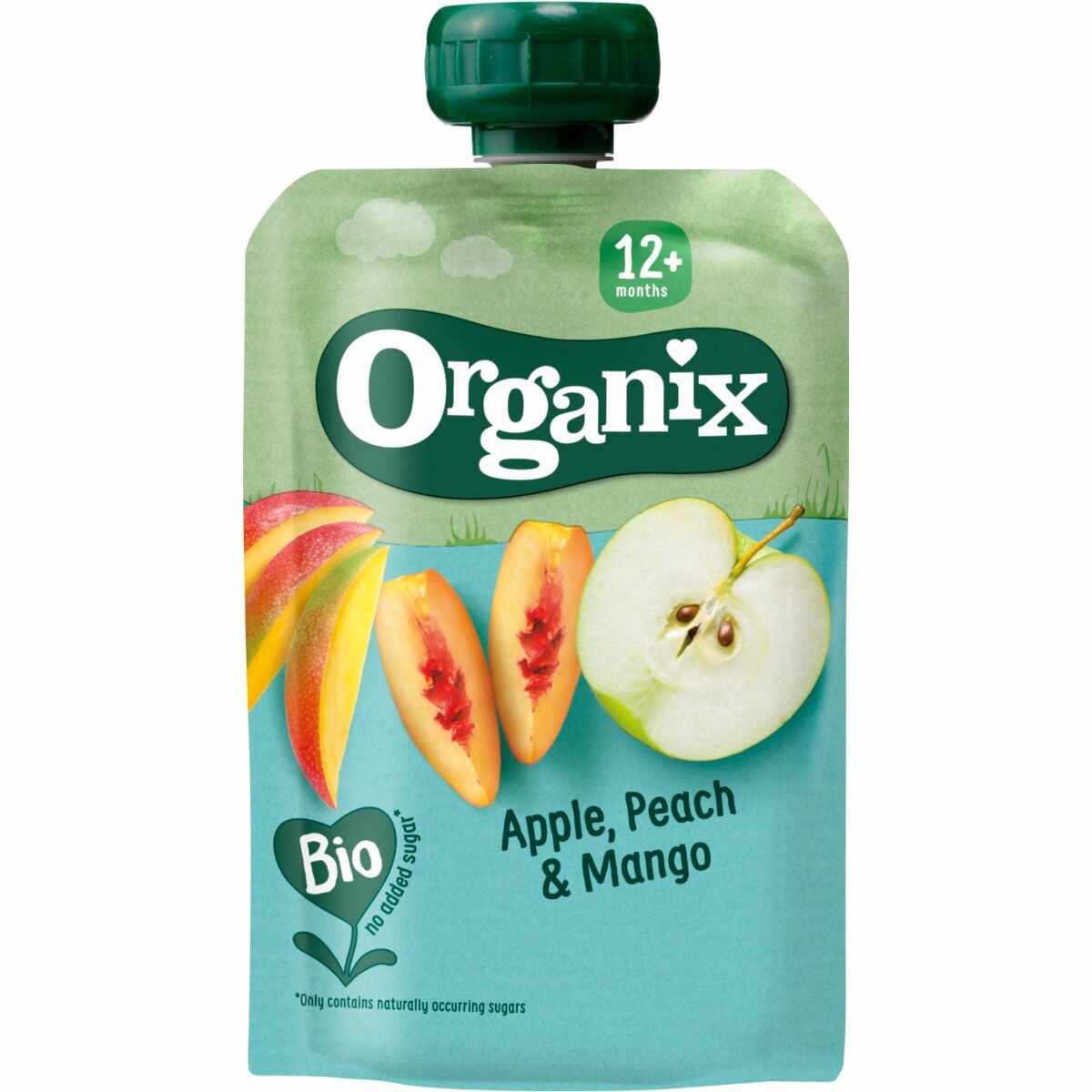 Piure eco din mere, piersici si mango pentru +12 luni, 100g, Organix