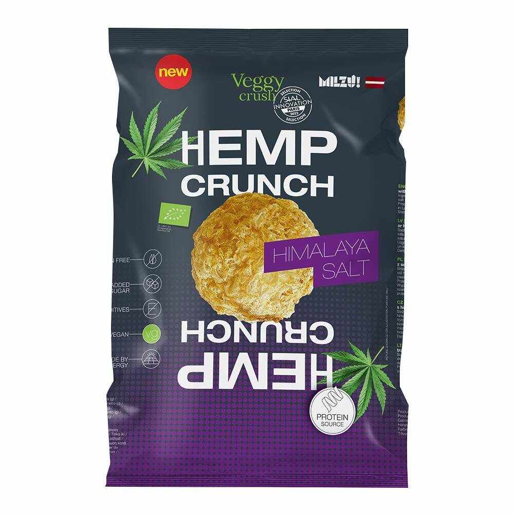 Snack proteic bio cu sare de himalaya Hemp Crunch, 100g, Veggy Crush