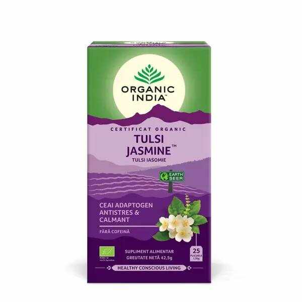 Ceai Adaptogen Tulsi Iasomie, 25 plicuri, Organic India
