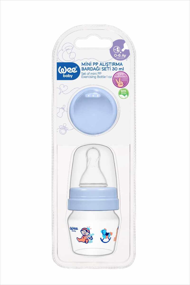 Pahar pentru bebelusi de plastic cu tetina rotunda, 30ml, Wee Baby