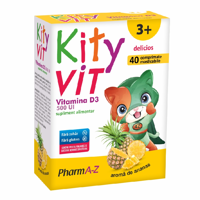 Vitamin D 500UI Kityvit, 40 comprimate masticabile, PharmA-Z