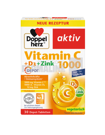 Doppelherz Vitamina C 1000 mg + D3 + Zinc Depot 30 comprimate