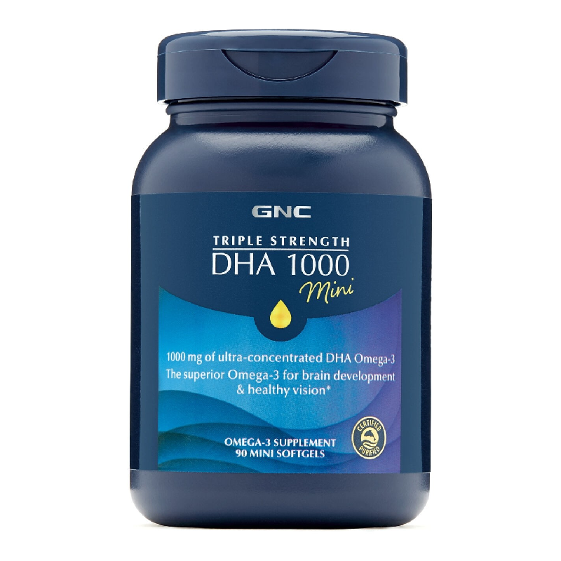 Acizii Grasi DHA Omega-3 Mini, Triple Strength DHA 1000 Mini, 90 capsule, GNC