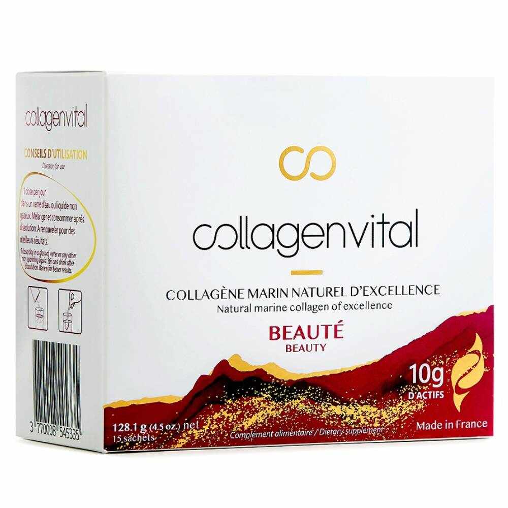 Colagen marin solubil pentru frumusete Collagen Vital Beauty Premium, 15 plicuri x 10g, Vita Recherche Paris