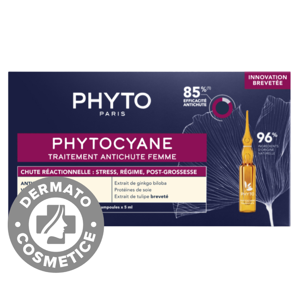 Tratament pentru caderea ocazionala a parului la femei Phytocyane, 12 x 5ml, Phyto