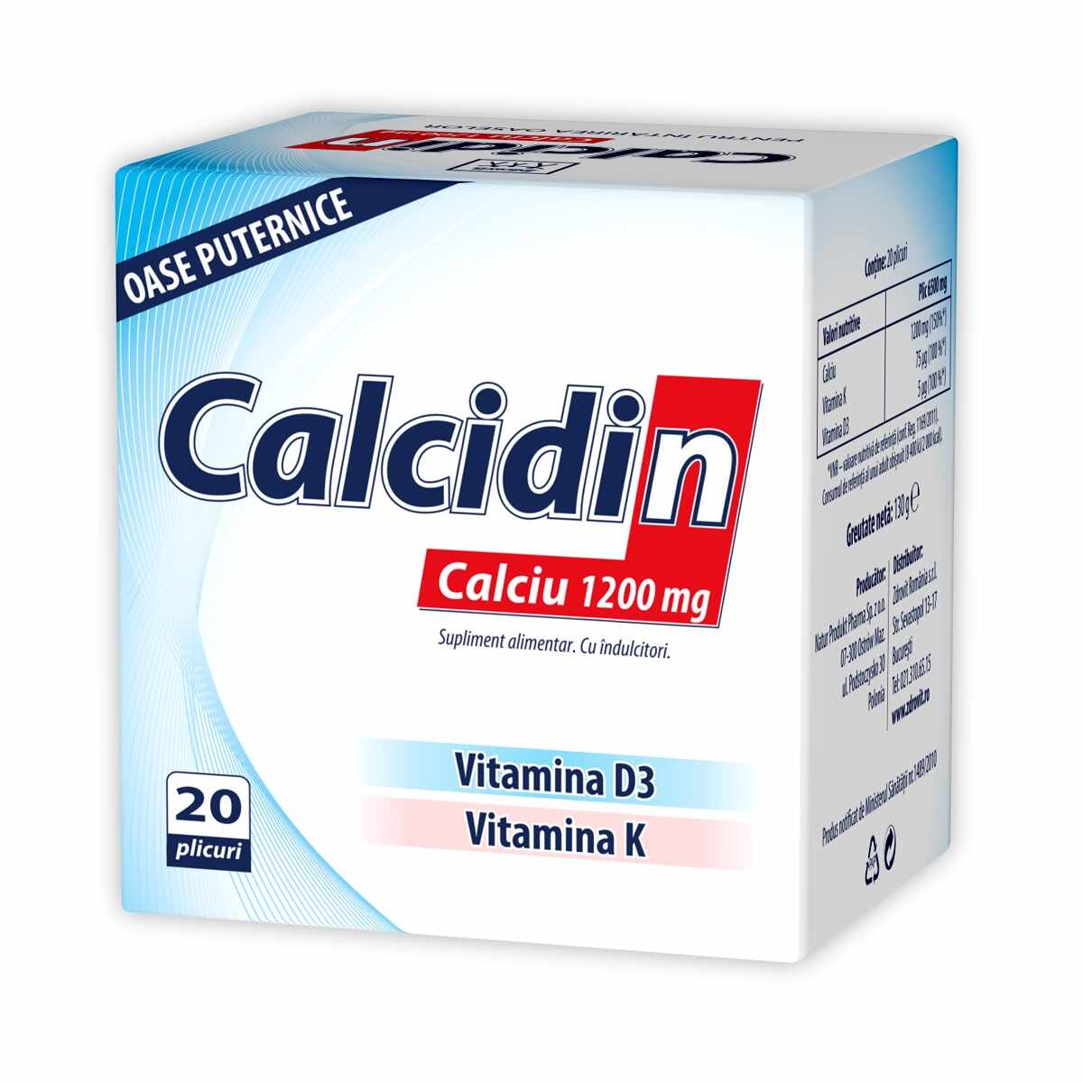 Calcidin + Vitamina D3 + Vitamina K 20 plicuri