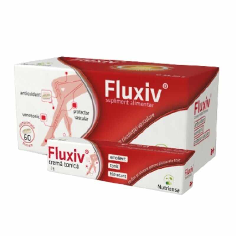 Fluxiv, 60 Comprimate filmate + Fluxiv Crema Tonca , 20g CADOU