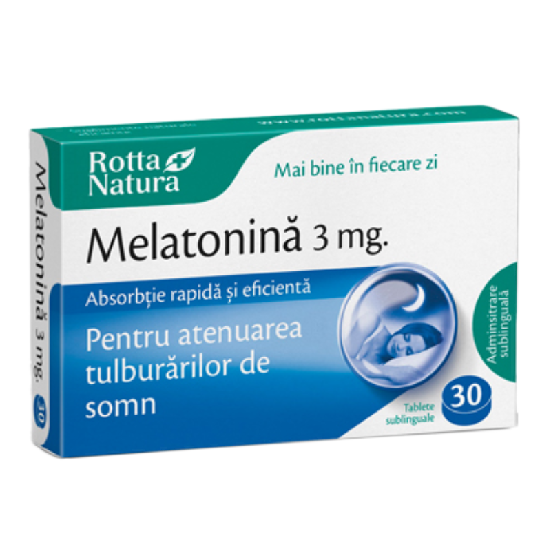 Melatonina 3 mg, 30 tablete sublinguale, Rotta Natura