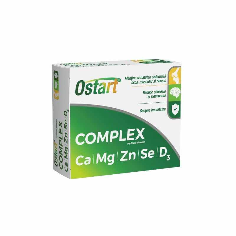 Ostart Complex Ca + Mg + Zn + Se + D3, 30 comprimate, Fiterman Pharma