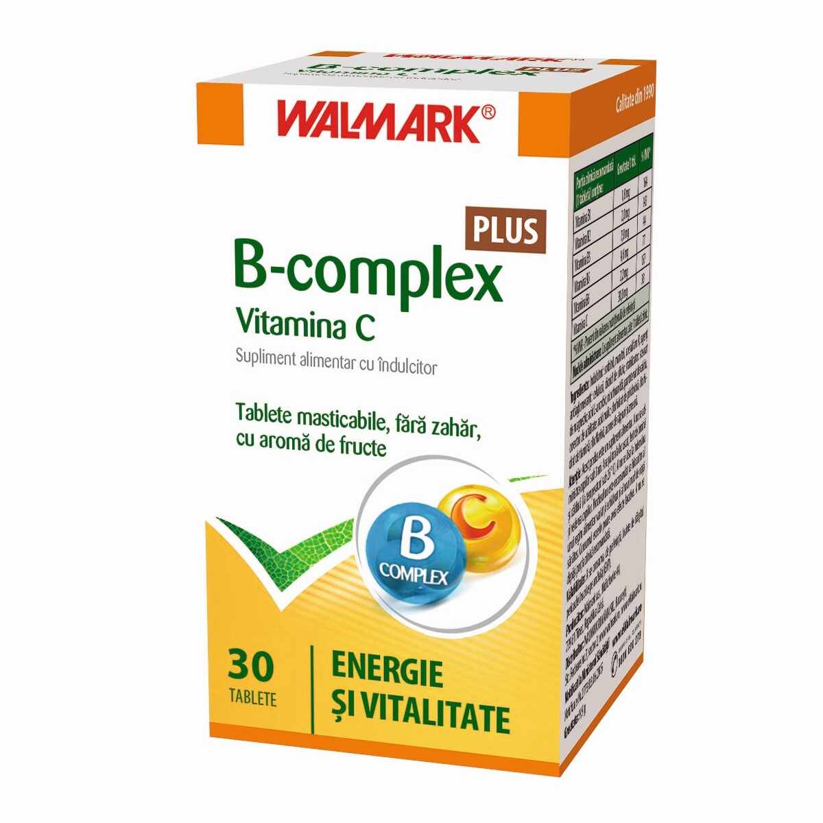 W B Complex+Vit C, 30 Tablete Masticabile
