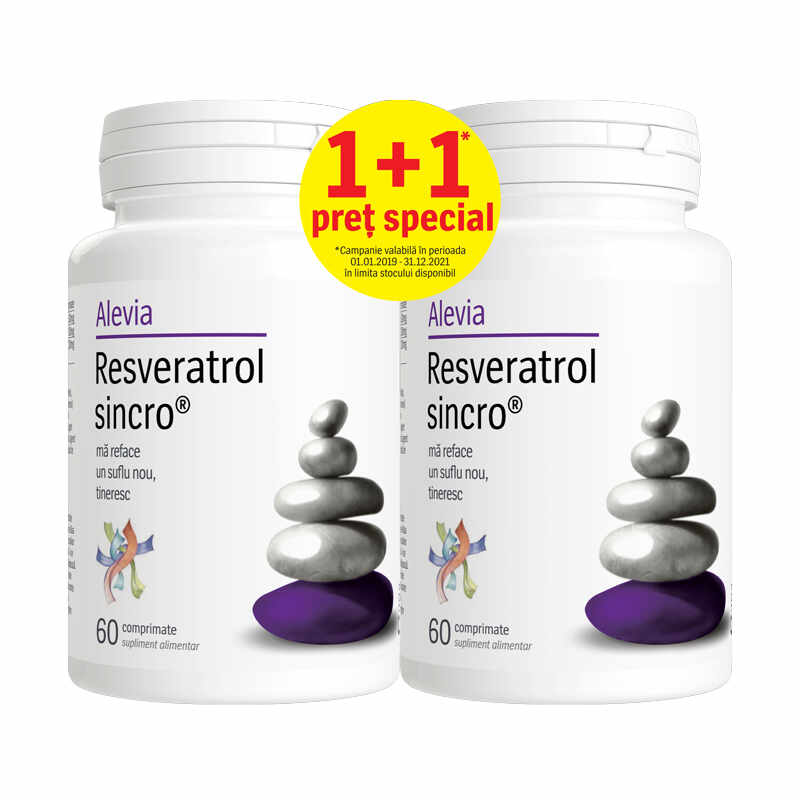 Pachet Resveratrol Sincro, 60 comprimate + 60 comprimate, Alevia