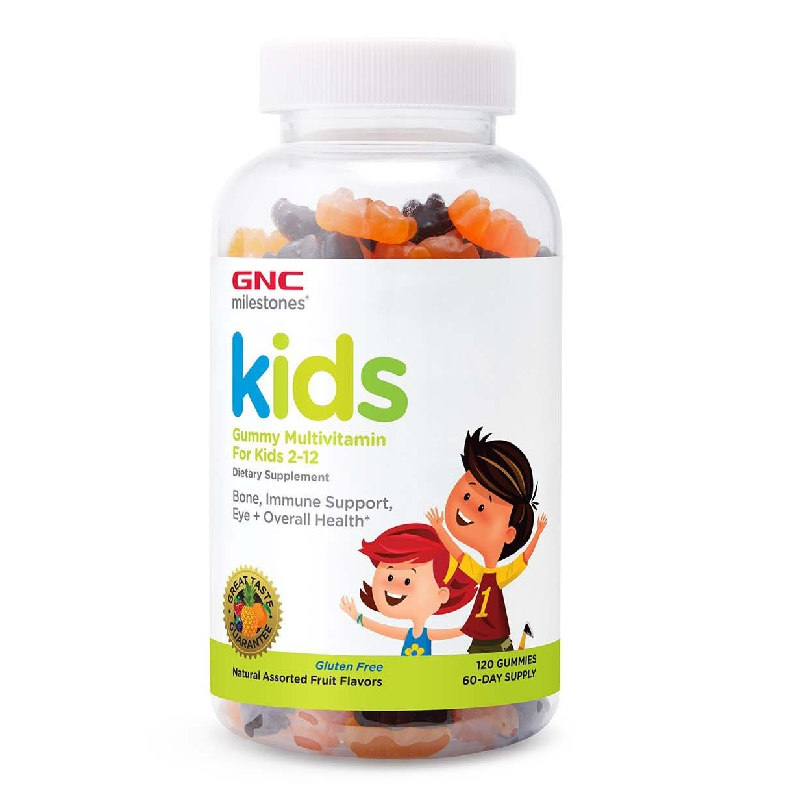 Milestones® Kids Multivitamin Gummy, Multivitamine Pentru Copii 2-12 Ani, 120 jeleuri, GNC 