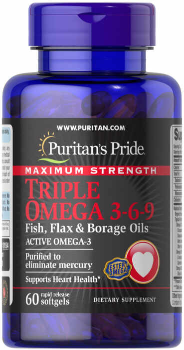 Puritan s Pride Maximum Strenght Triple Omega 3-6-9 60 softgels
