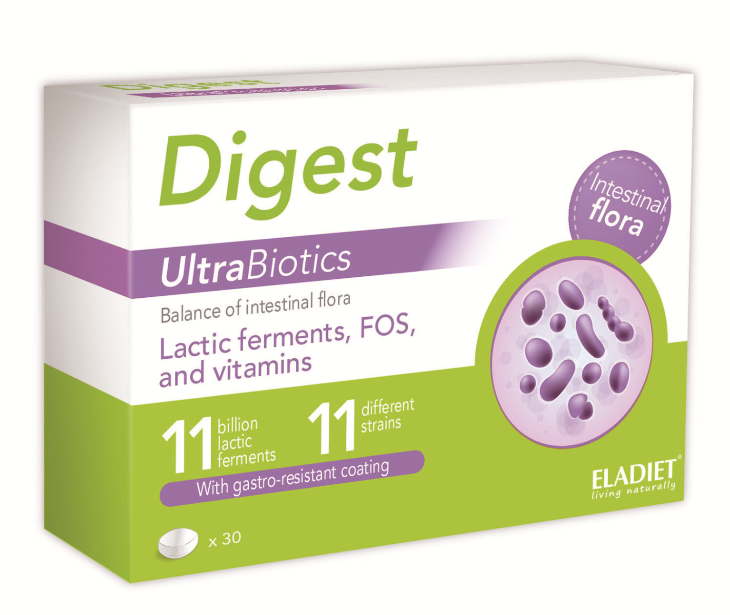 Digest Ultrabiotics pentru echilibrul florei intestinale, 30 comprimate, Eladiet