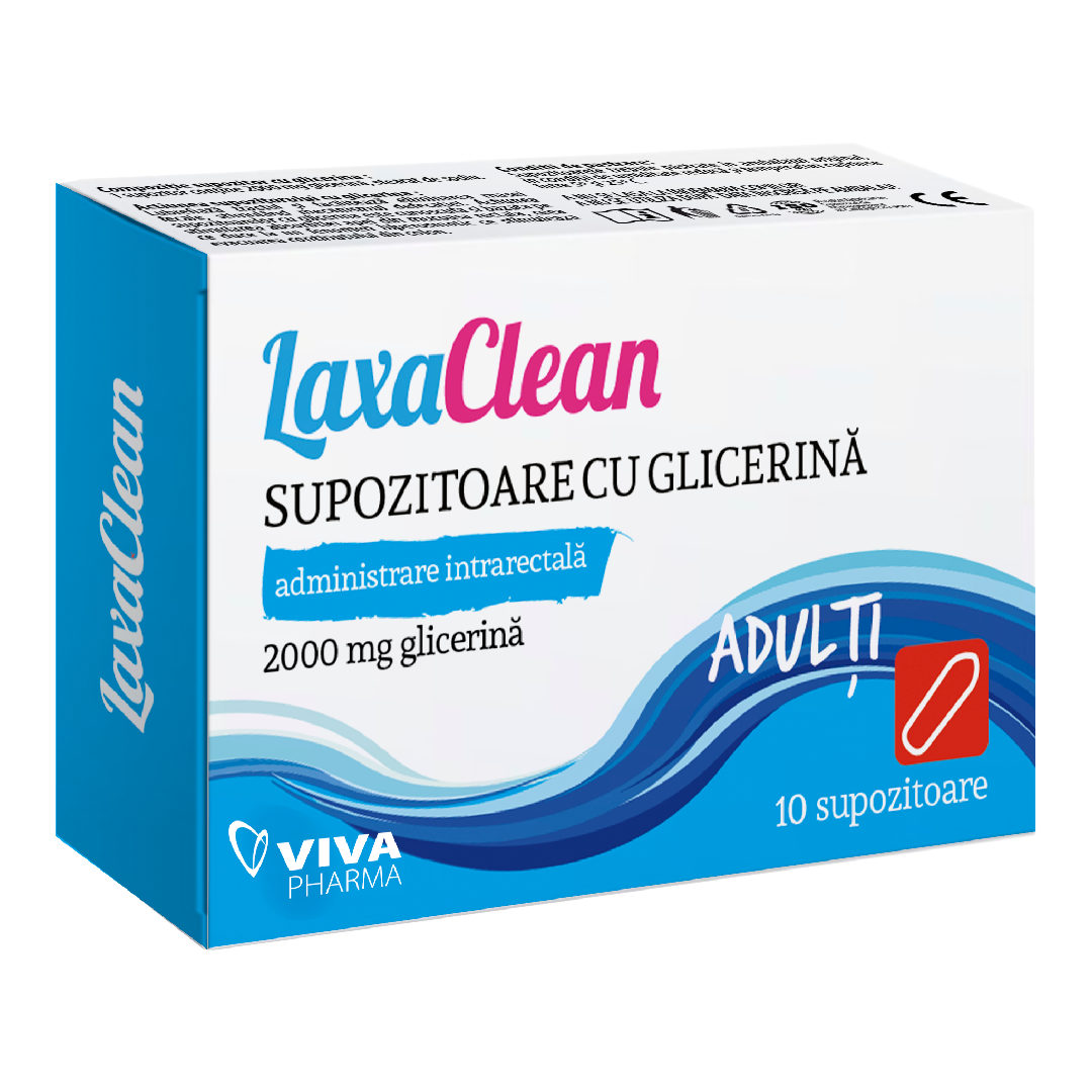 Supozitoare cu glicerina pentru adulti LaxaClean, 10 bucati, Viva Pharma