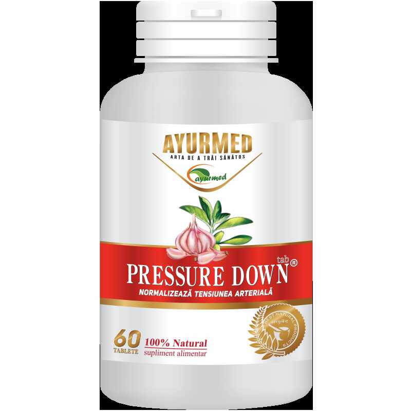 Pressure down, normalizeaza tensiunea arteriala, tablete - Ayurmed 60 tablete