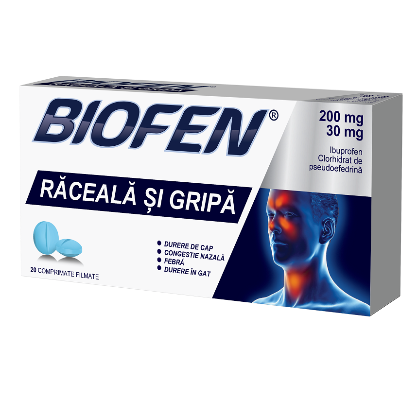 Biofen Raceala si Gripa 200 mg / 30 mg X 20 comprimate