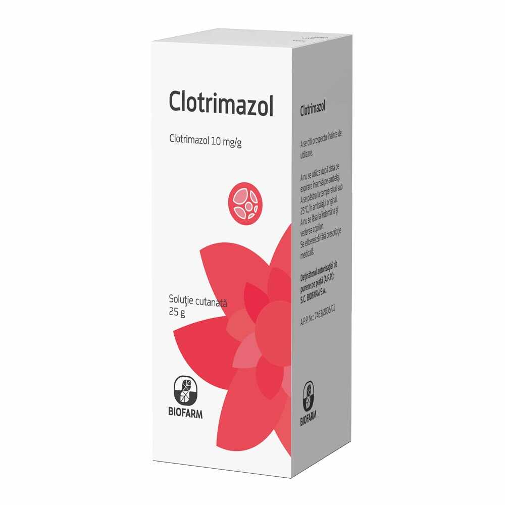 Clotrimazol 1% Solutie Cutanata, Biofarm