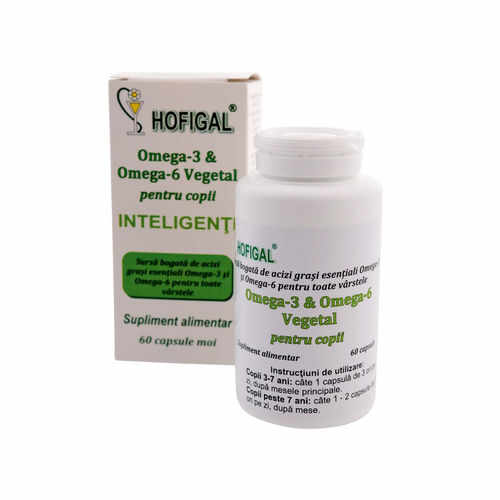 Omega-3 Și Omega-6 Vegetal pentru Copii Inteligenți, 60cps | Hofigal