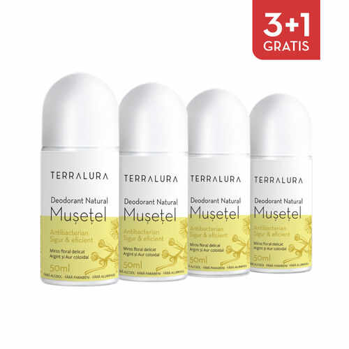 Pachet 3+1 Gratis Deodorant natural roll-on Mușețel | Terralura