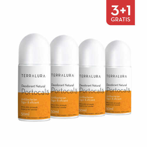 Pachet 3+1 Gratis Deodorant natural roll-on Portocală | Terralura