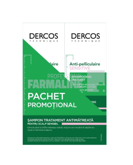 Vichy Dercos Pachet Sampon antimatreata scalp sensibil 200 ml + 200 ml