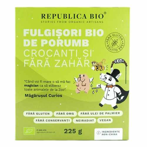 Fulgișori Bio de Porumb Crocanți, Fără Zahăr, Fără Gluten. 225g | Republica BIO