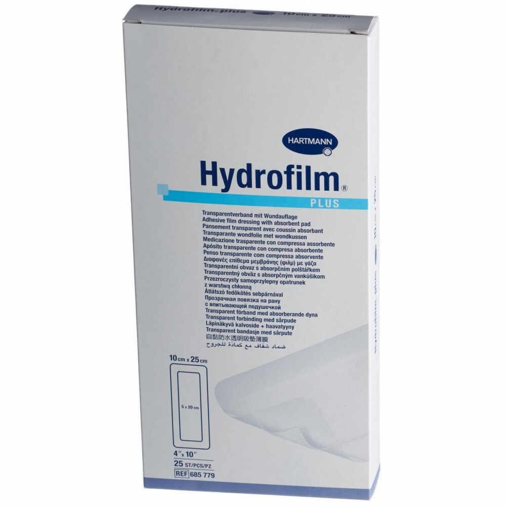 Plasture transparent autoadeziv Hydrofilm 10 x 25cm, 25 bucati, Hartmann