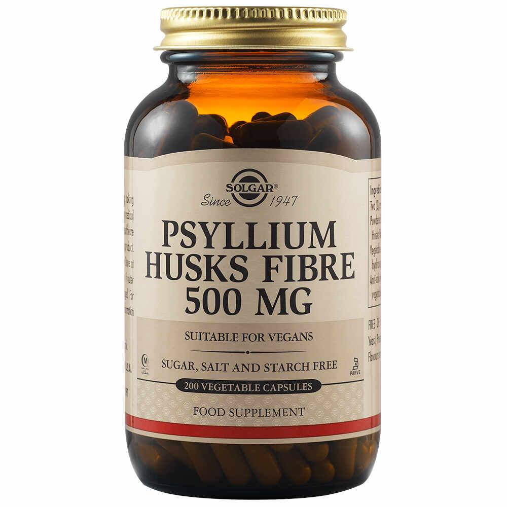 Fibre din tarate de Psyllium 500mg, 200 capsule, Solgar