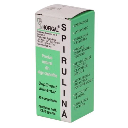 Spirulina 200 mg, 40 comprimate, Hofigal