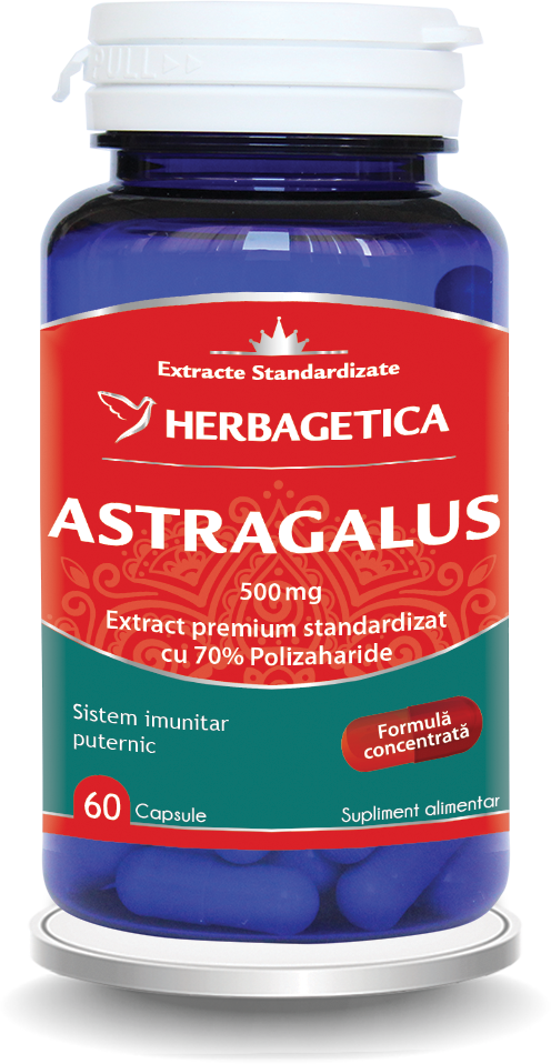 Astragalus 500mg cu 70% Polizaharide, 60 capsule, Herbagetica