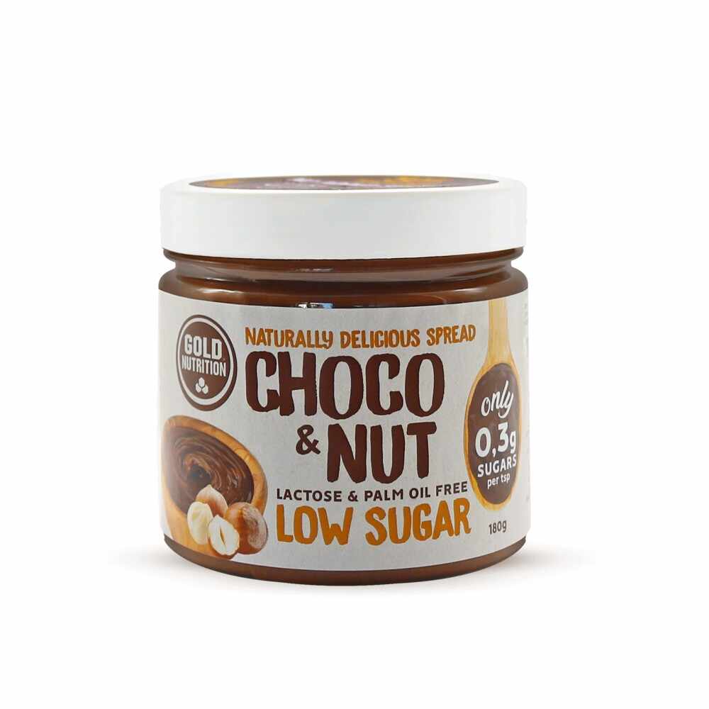 Crema tartinabila Low Sugar Choco&Nut, 180g, Gold Nutrition