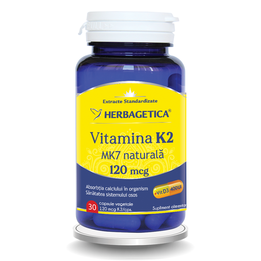 Vitamina K2 MK7 naturala 120mcg, 30 capsule, Herbagetica