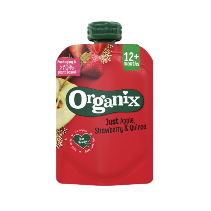 Gustare de mere cu capsuni si quinoa +12 luni Bio, 100g, Organix