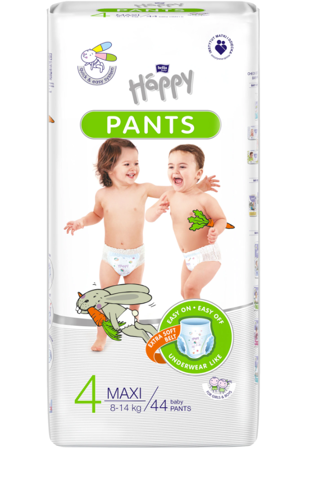 Scutece-chilotel Happy Pants Maxi 8-14kg, 44 bucati, Bella Baby