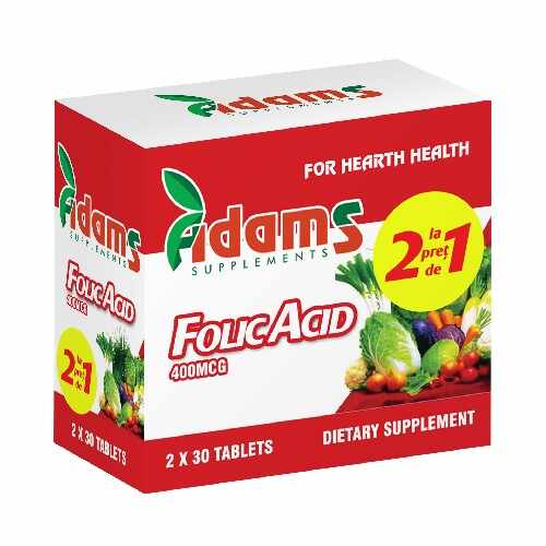 Pachet Acid Folic 400mcg 30tab Adams 1+1 GRATUIT