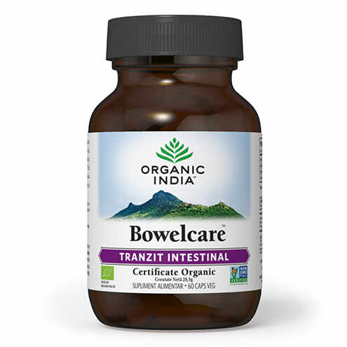 ORGANIC INDIA Bowelcare | Tranzit Intestinal, Combate Balonarea, 60 capsule vegetale