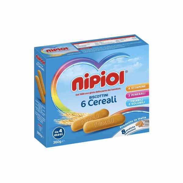 Biscuiti cu 6 cereale Nipiol 4 luni+, 360g, Plasmon
