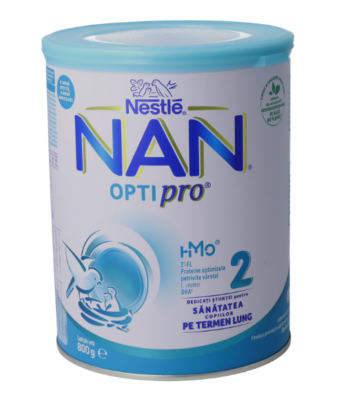 Lapte praf Nan 2 Optipro +6 luni, 800g, Nestle