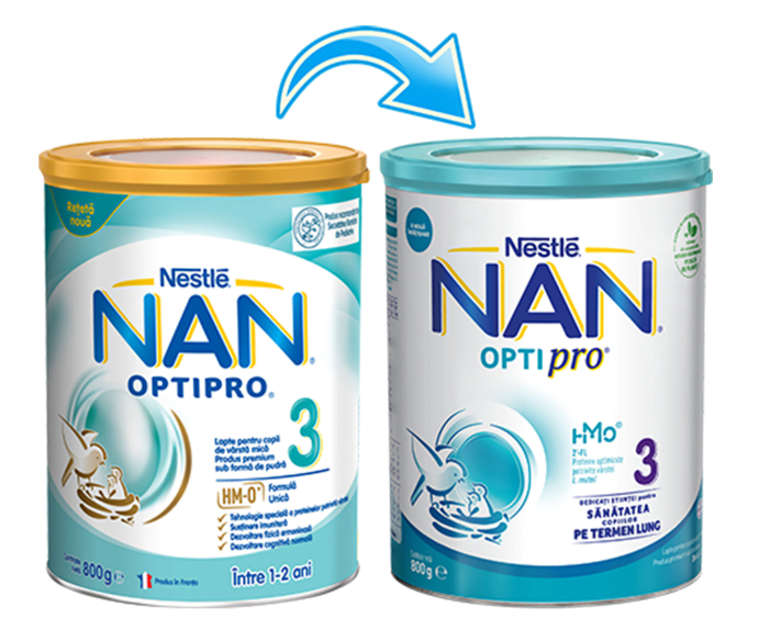Lapte praf Nan 3 Optipro +12 luni, 800g, Nestle