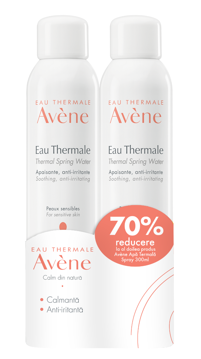 Pachet Apa termala spray 1 + 70% reducere la al doilea produs, 2 x 300ml, Avene
